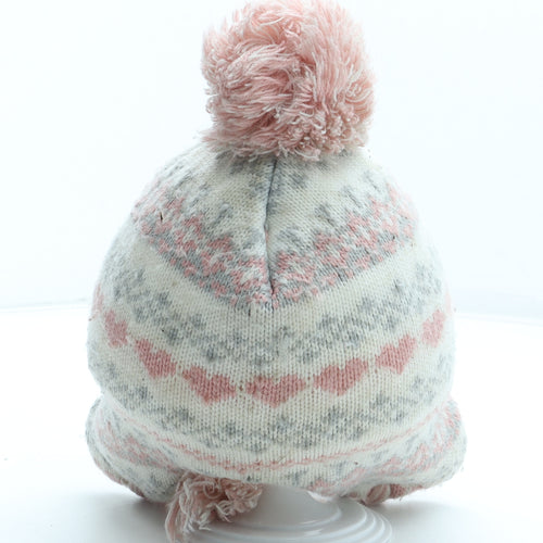 Primark Girls Multicoloured Fair Isle Acrylic Bobble Hat Size S
