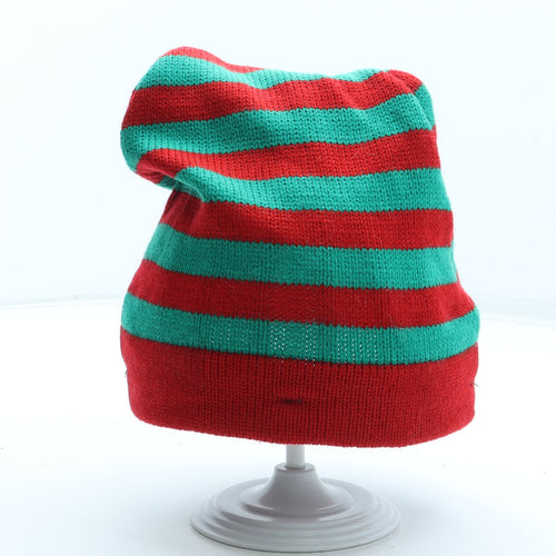 Preworn Boys Multicoloured Striped Acrylic Bobble Hat Size S - Christmas Elf Hat