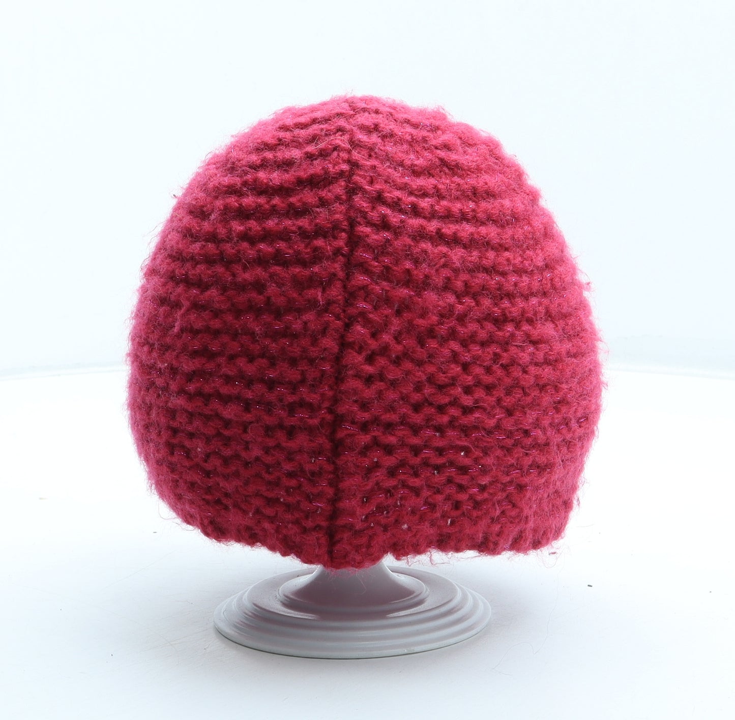 Preworn Womens Pink Acrylic Beanie Size S - Flower Detail