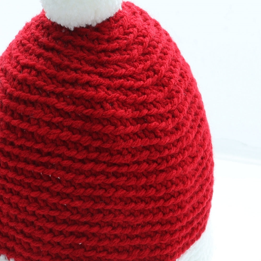 Preworn Womens Red Colourblock Acrylic Bobble Hat One Size - Father Christmas Hat