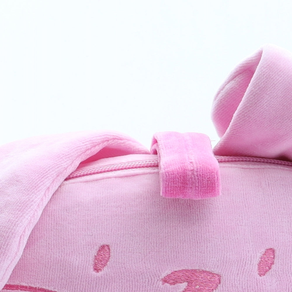 Preworn Girls Pink Polyester Clutch Size Small Zip - Rabbit Detail