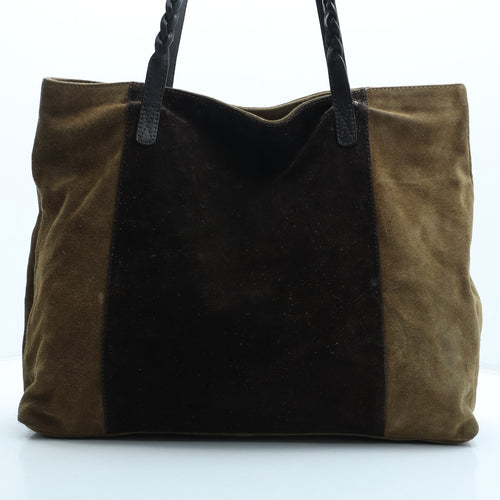 Monsoon Womens Brown Colorblock Leather Top Handle Bag Size Large