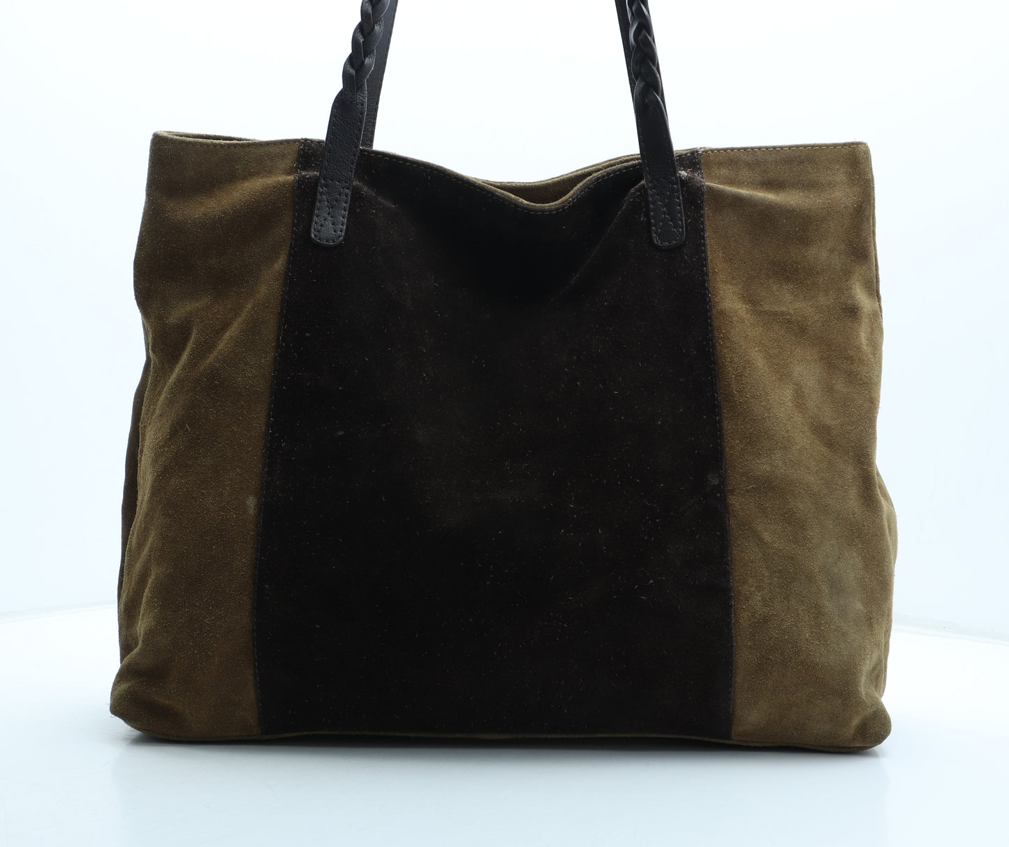 Monsoon Womens Brown Colorblock Leather Top Handle Bag Size Large