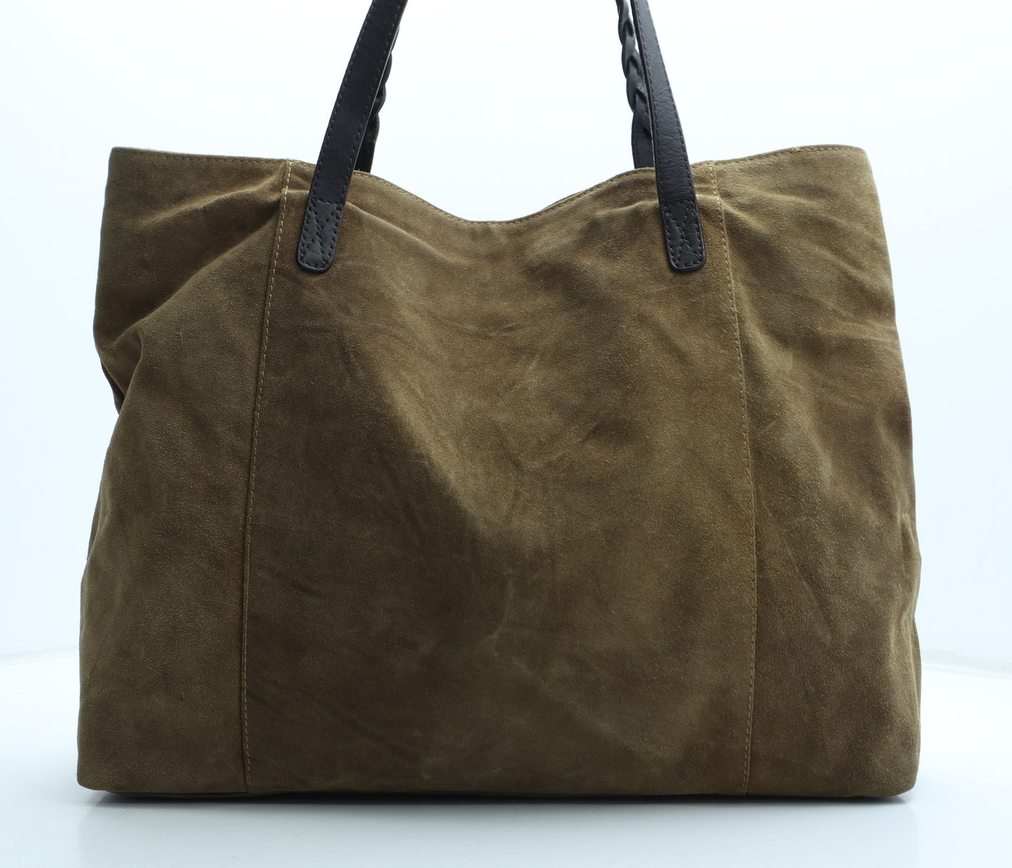 Monsoon Womens Brown Colorblock Leather Top Handle Bag Size Large