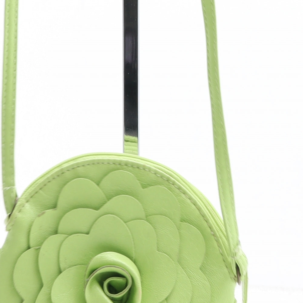 Preworn Womens Green Solid Polyurethane Crossbody Size Small - Flower Detail