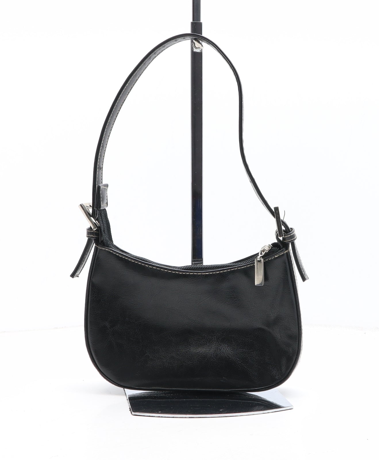 Barratts Womens Black Polyurethane Shoulder Bag Size Small
