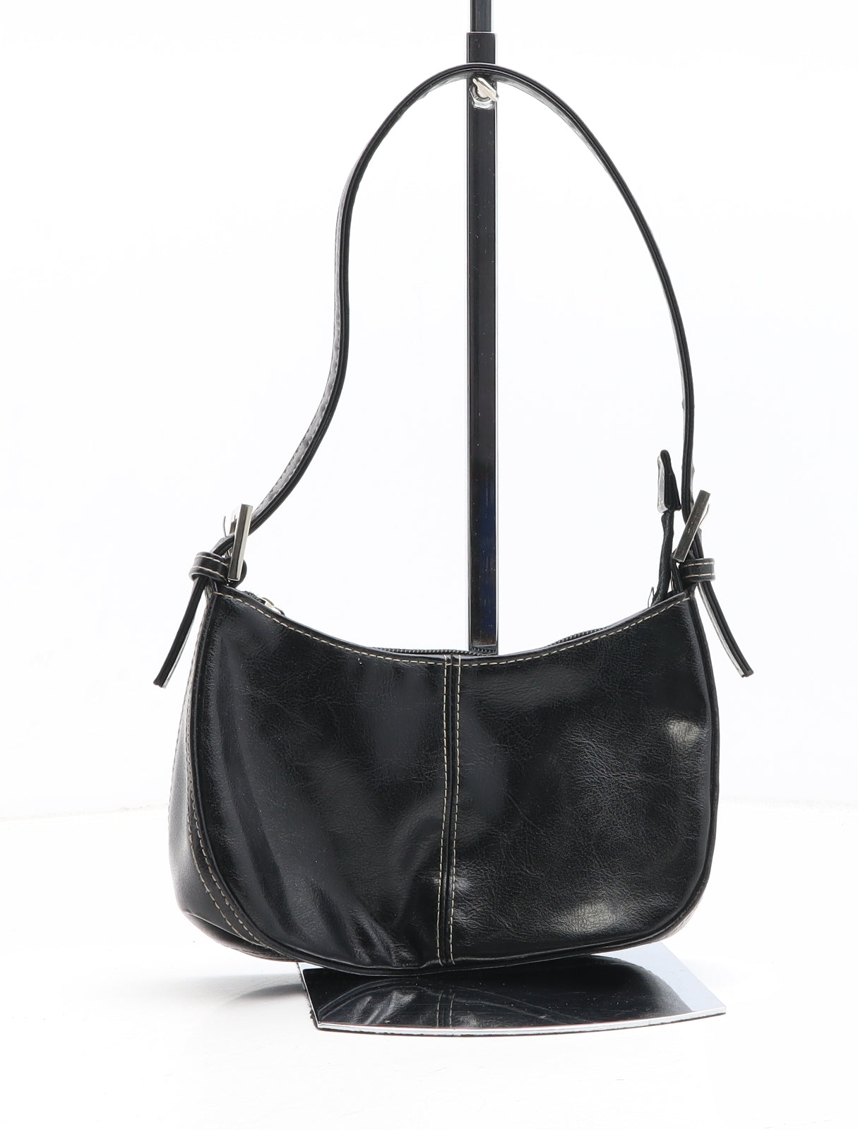 Barratts Womens Black Polyurethane Shoulder Bag Size Small