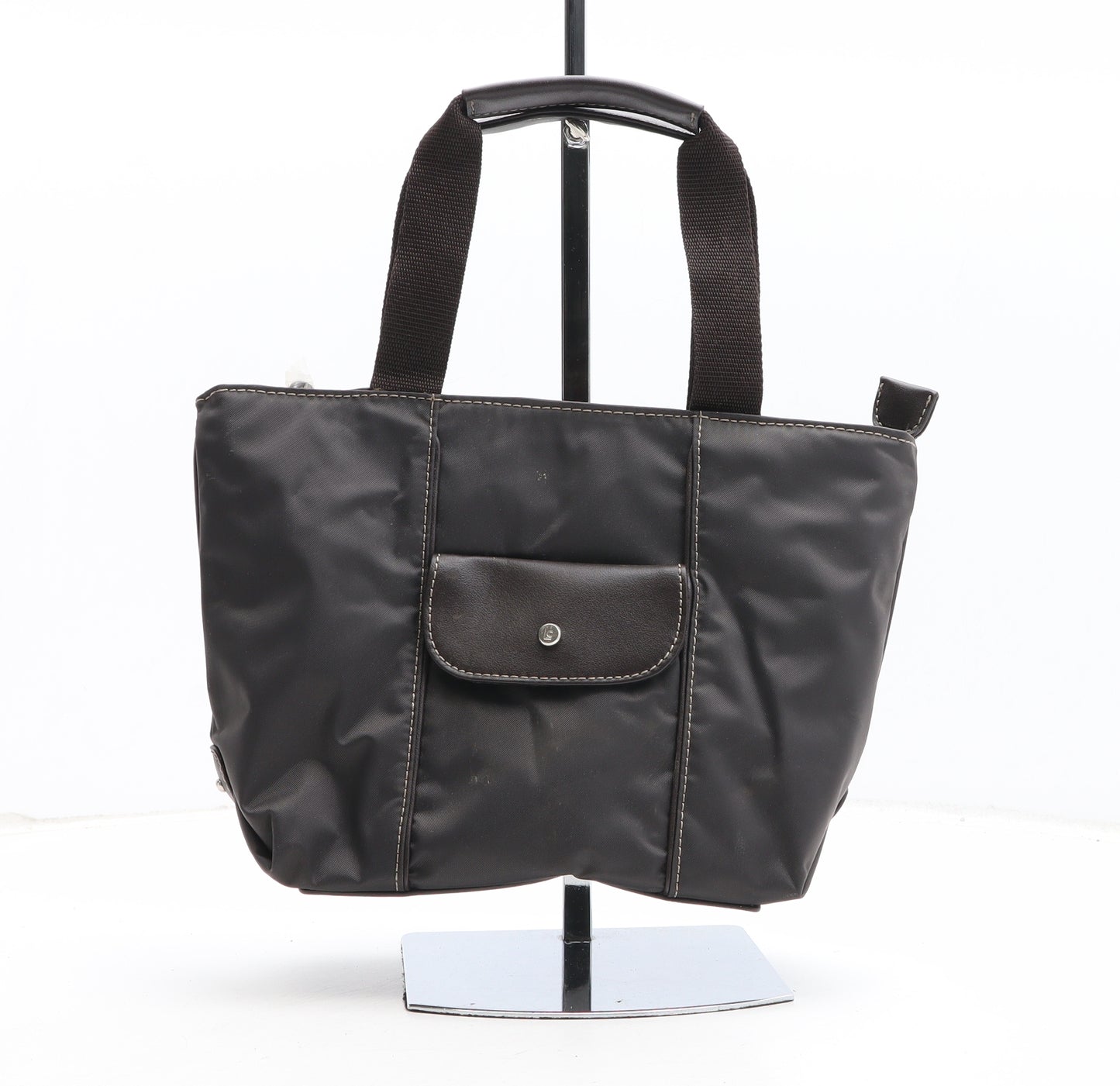 Liz Caliborne Womens Brown Solid Polyester Top Handle Bag Size Small