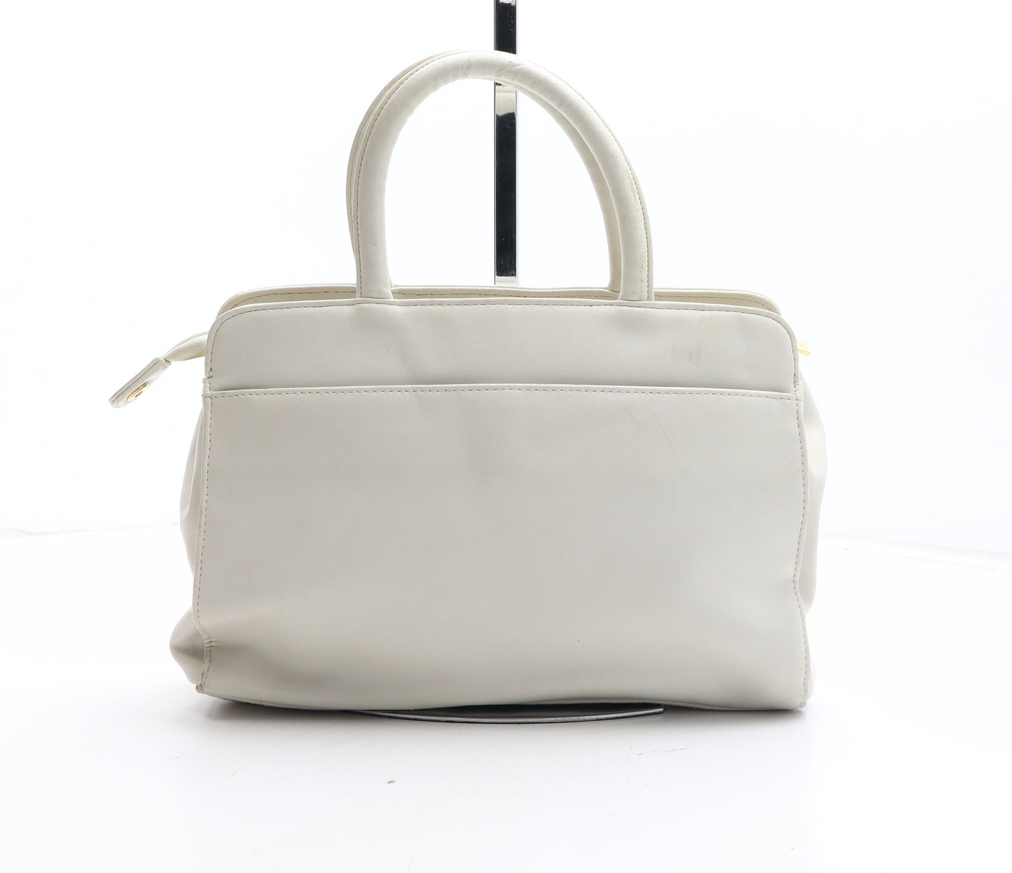 Joanna Hall Womens Beige Polyurethane Top Handle Bag Size Medium