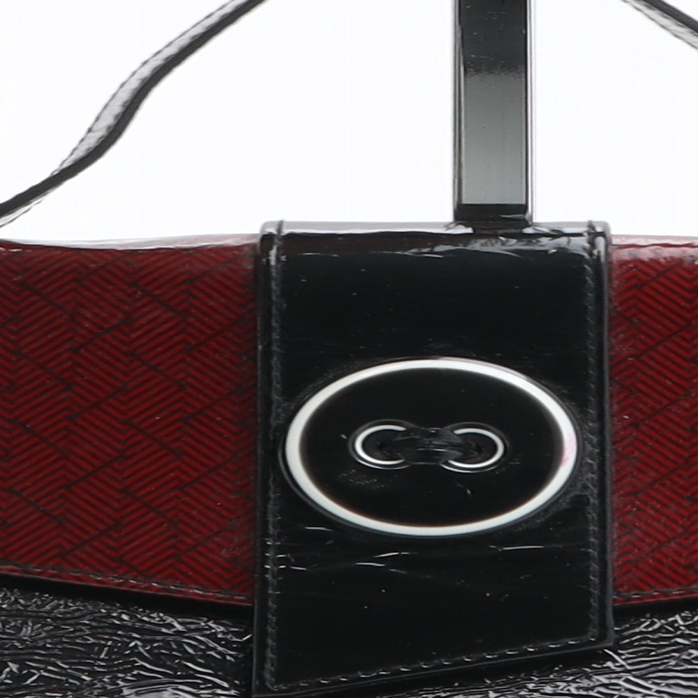 Ezzio Womens Black Colorblock Polyurethane Top Handle Bag Size Small