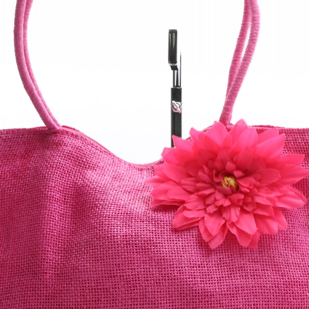 Preworn Womens Pink Polyester Top Handle Bag Size Extra Large - Flower Detail