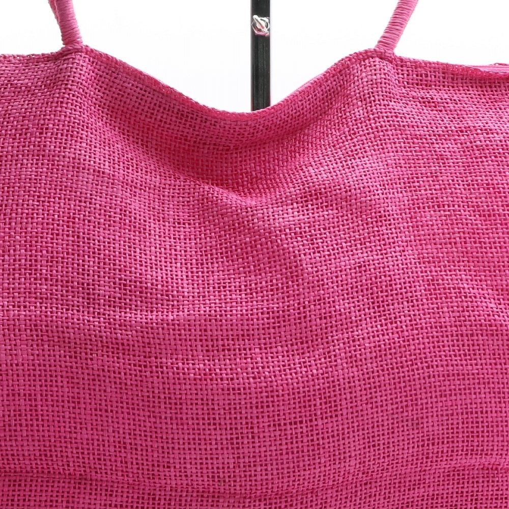 Preworn Womens Pink Polyester Top Handle Bag Size Extra Large - Flower Detail