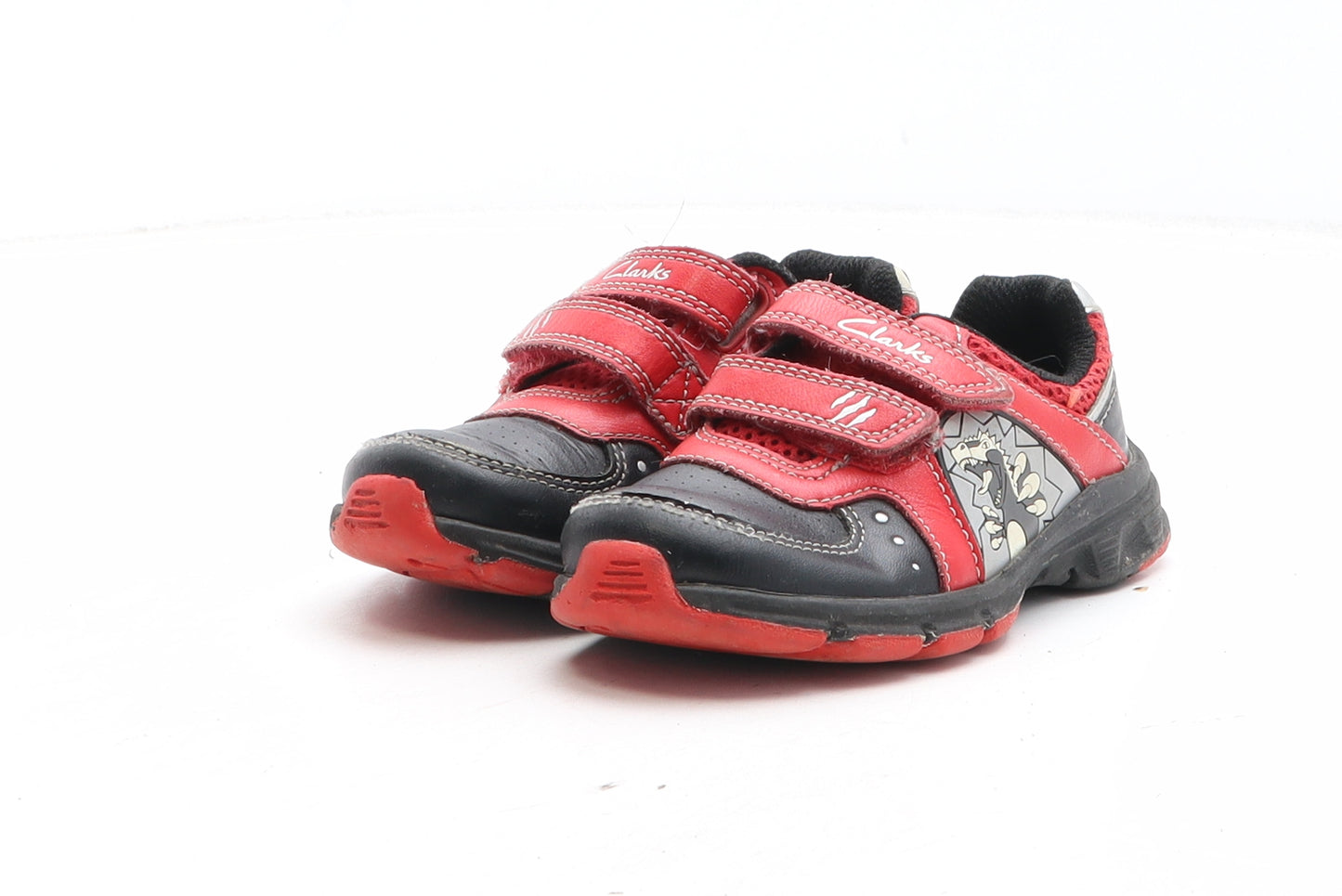 Clarks Boys Red Geometric Synthetic Trainer UK 7 - Dinosaur Stompo