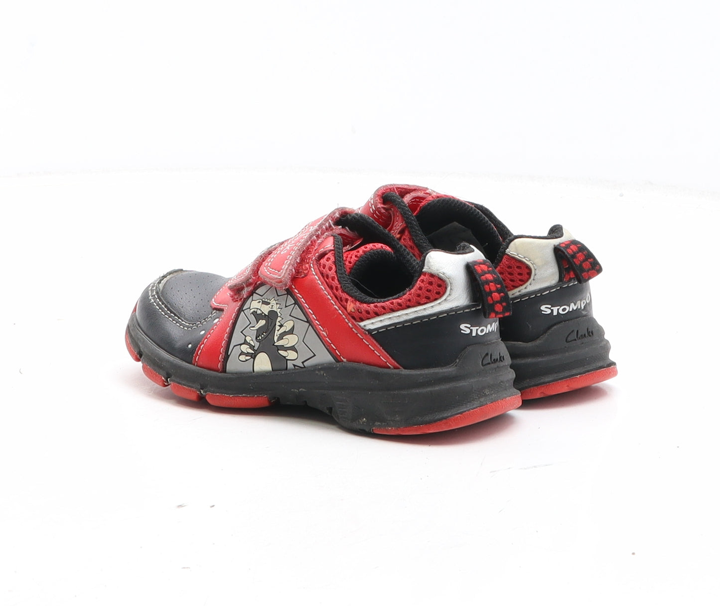 Clarks Boys Red Geometric Synthetic Trainer UK 7 - Dinosaur Stompo