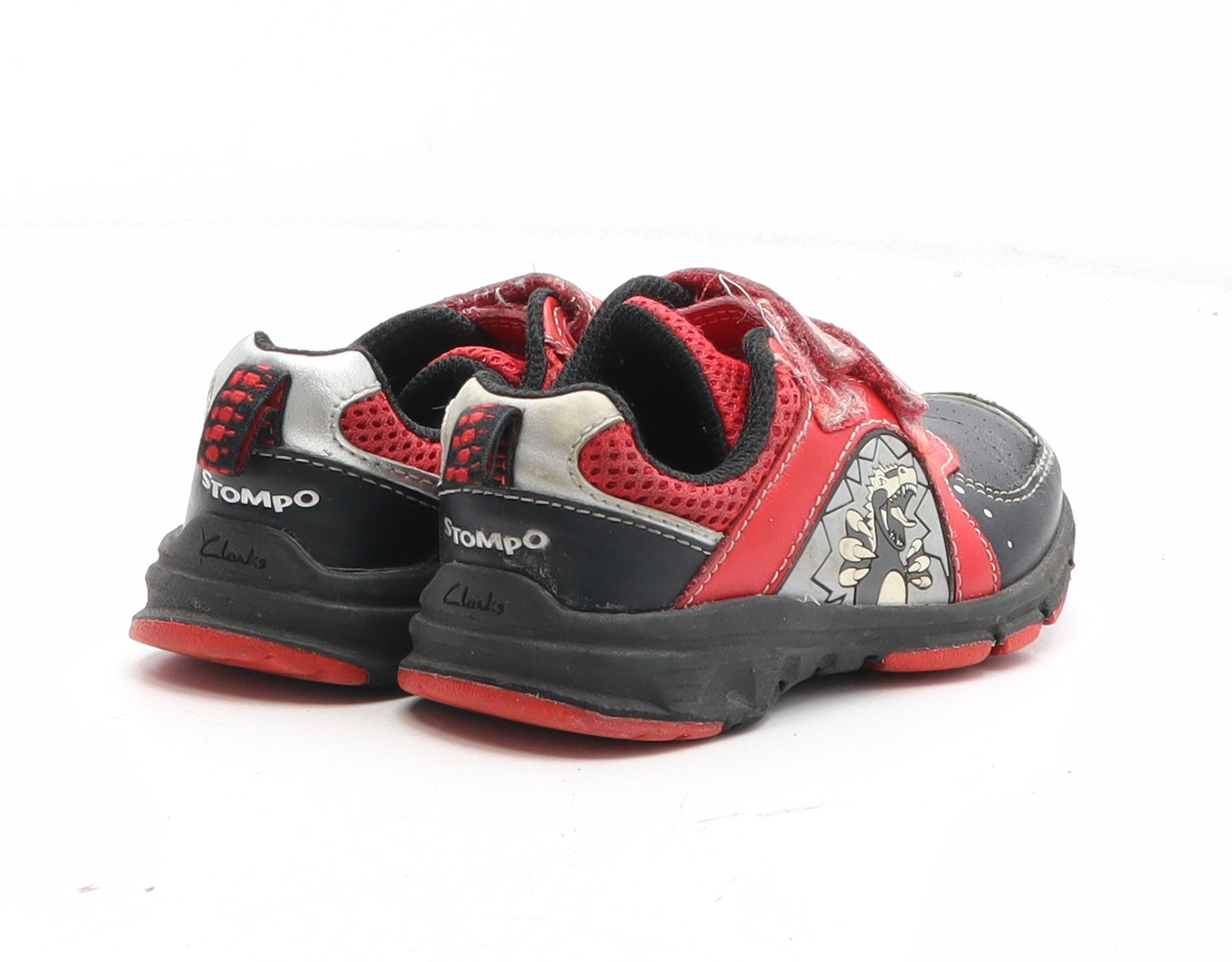 Clarks Boys Red Geometric Synthetic Trainer UK 7 - Dinosaur Stompo