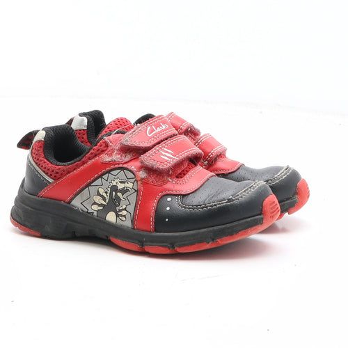 Clarks Boys Red Geometric Synthetic Trainer UK 7 - Dinosaur Stompo