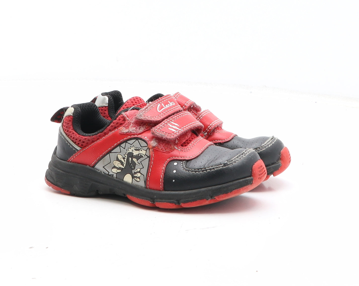 Clarks Boys Red Geometric Synthetic Trainer UK 7 - Dinosaur Stompo