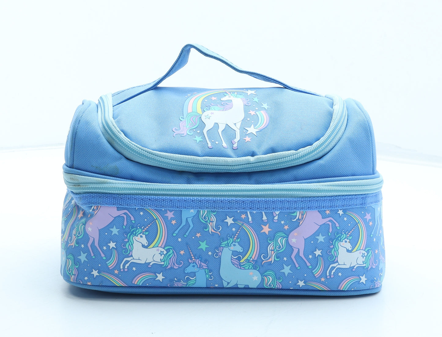 Smiggle Girls Blue Geometric Polyester Top Handle Bag Size Small Zip - Unicorn Pattern