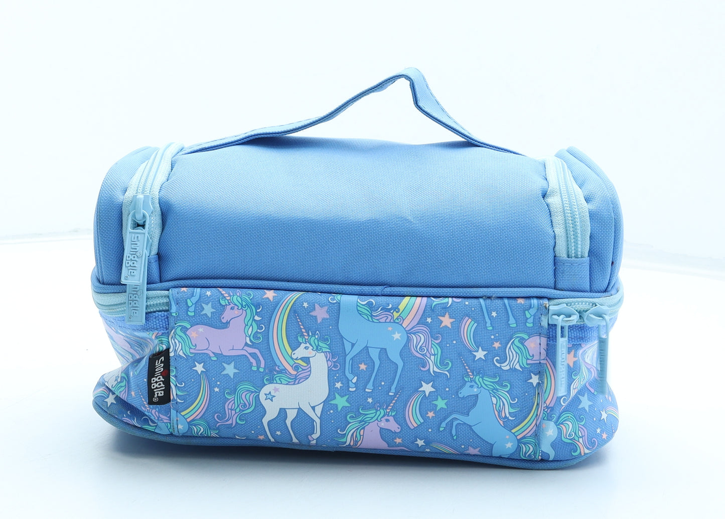 Smiggle Girls Blue Geometric Polyester Top Handle Bag Size Small Zip - Unicorn Pattern