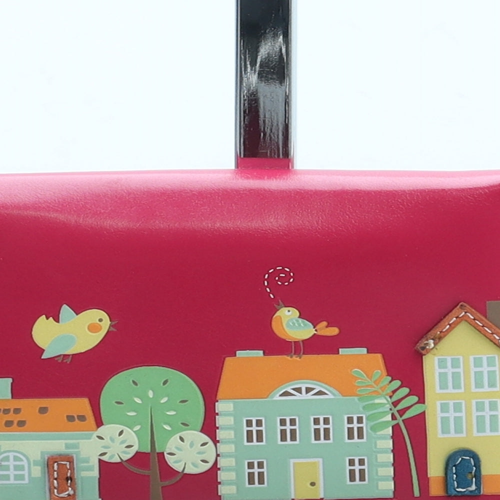 Preworn Womens Pink Geometric Polyurethane Bow Tie Wallet Size S - Home Sweet Home