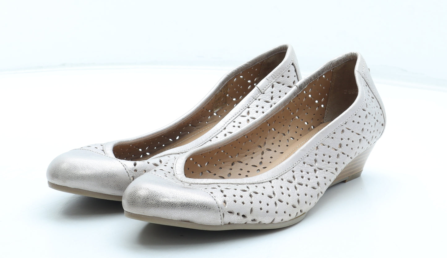 Van Dal Womens Silver Geometric Leather Slip On Casual UK
