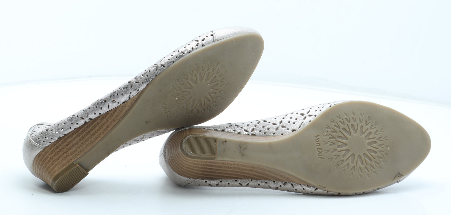 Van Dal Womens Silver Geometric Leather Slip On Casual UK
