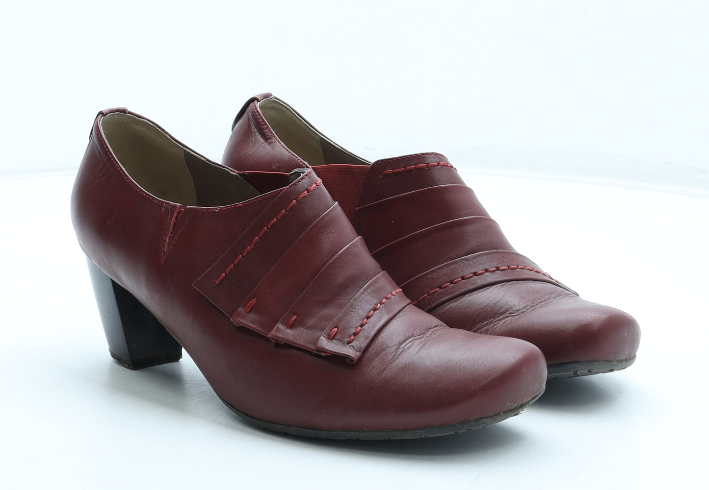 Hotter Womens Red Leather Court Heel UK