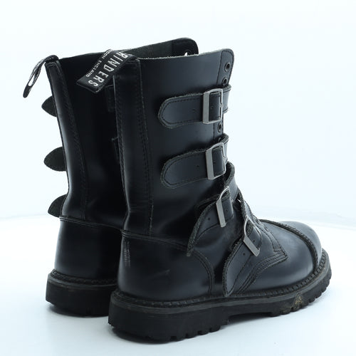 Grinders Mens Black Leather Biker Boot UK 8 42