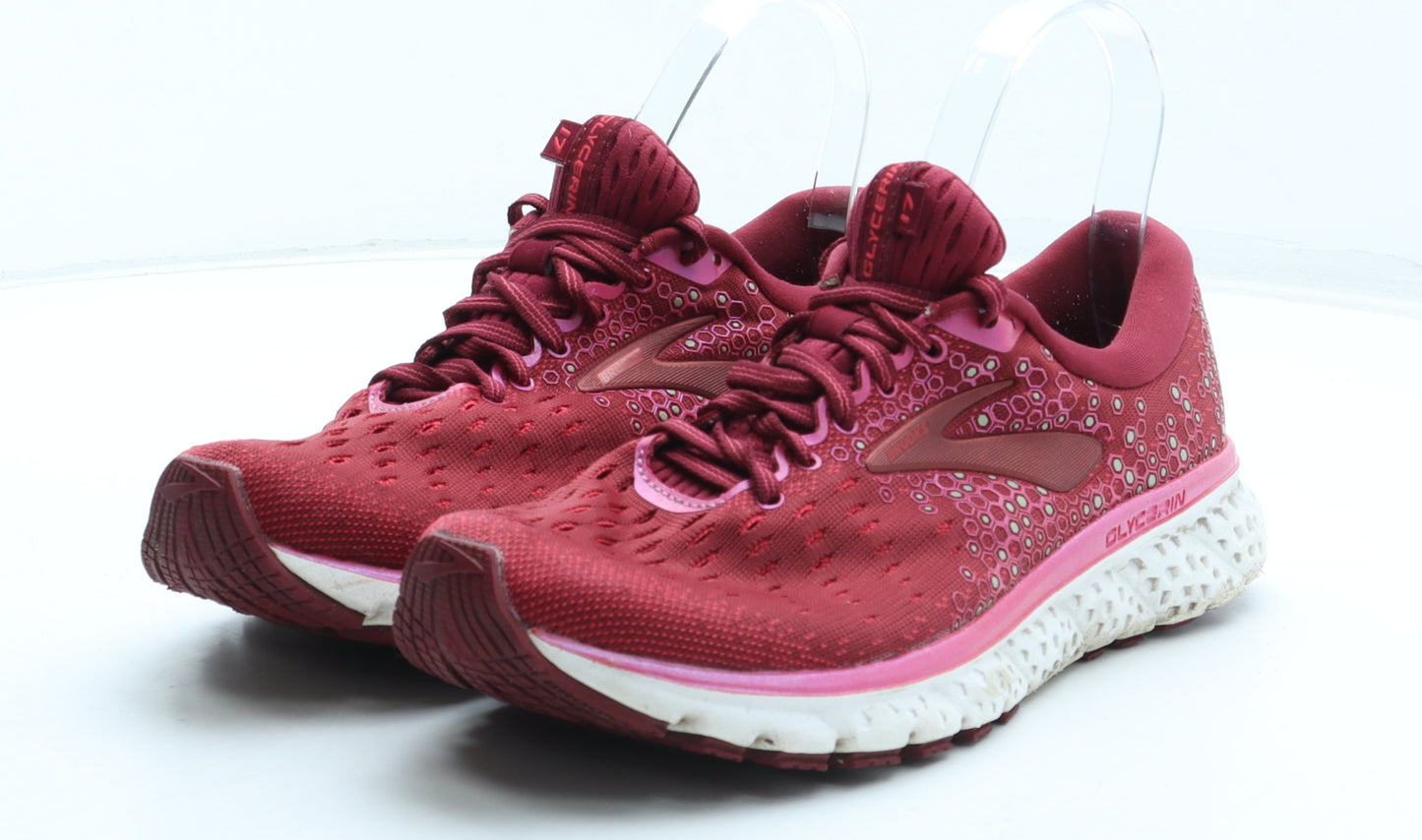 Brooks Womens Pink Geometric Polyester Trainer UK