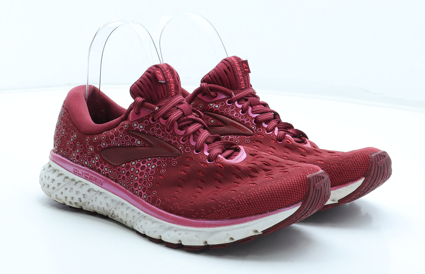 Brooks Womens Pink Geometric Polyester Trainer UK