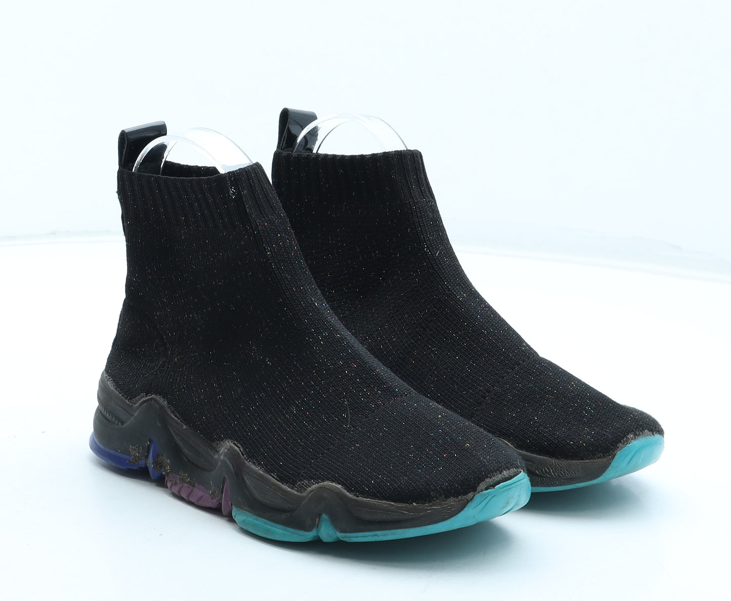 River Island Boys Black Polyester Trainer UK 2