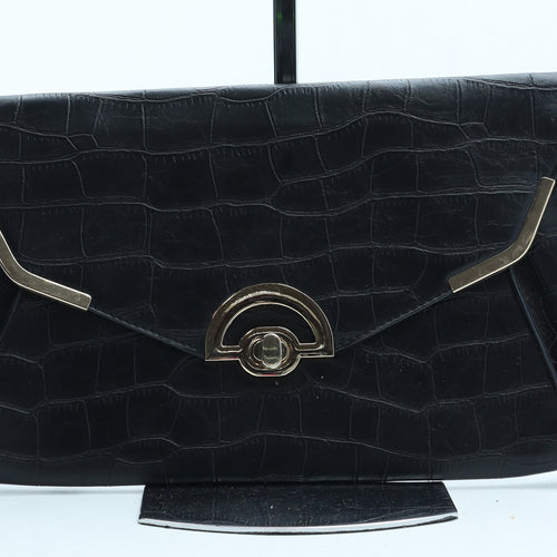 Atmosphere Womens Black Polyurethane Clutch Size Small - Croc Texture