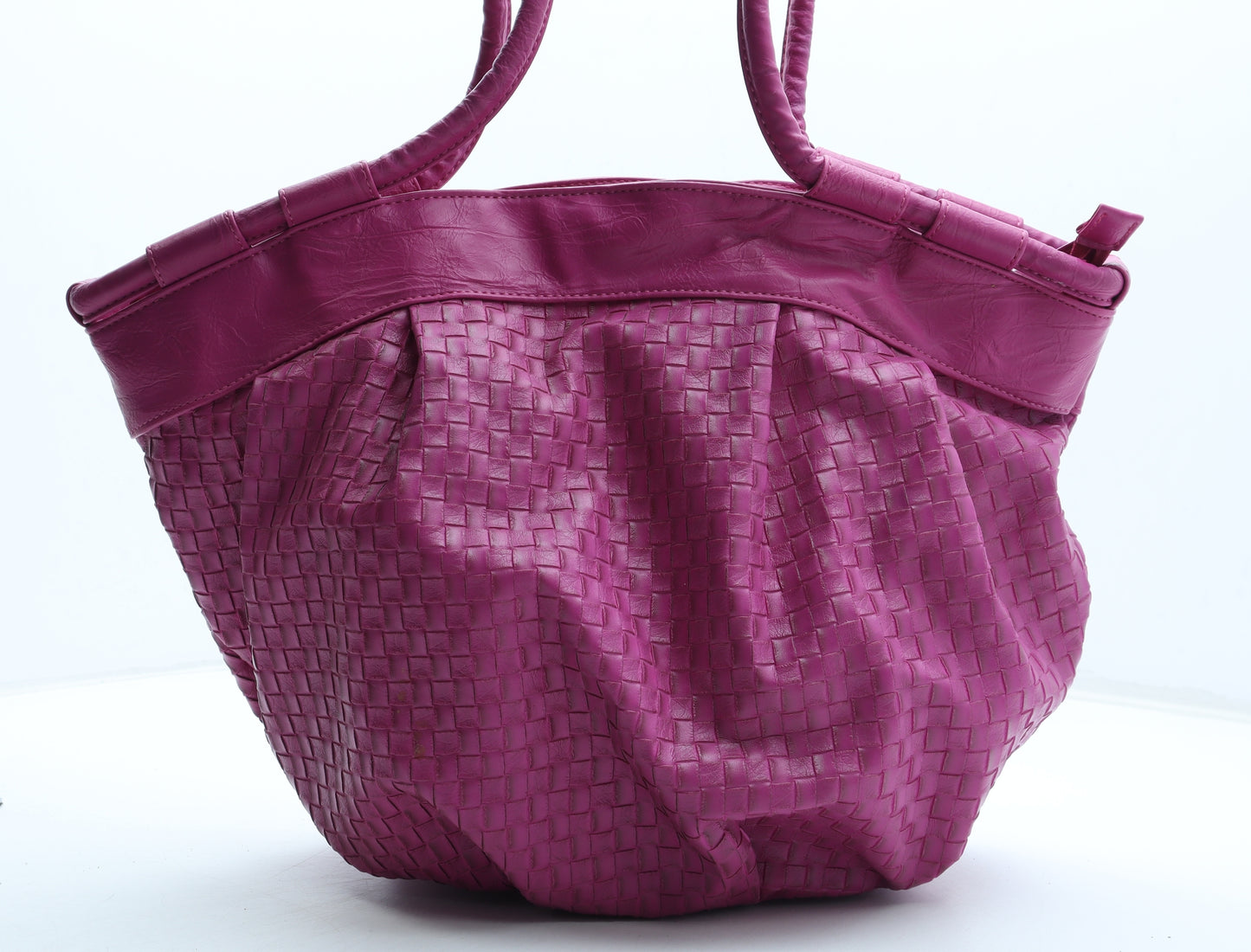 Bershka Womens Pink Geometric Polyurethane Top Handle Bag Size Large