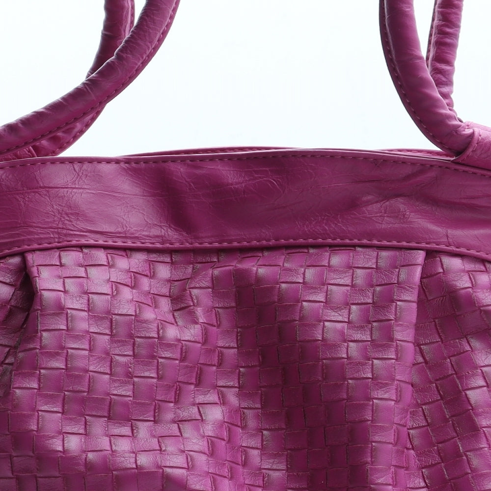 Bershka Womens Pink Geometric Polyurethane Top Handle Bag Size Large