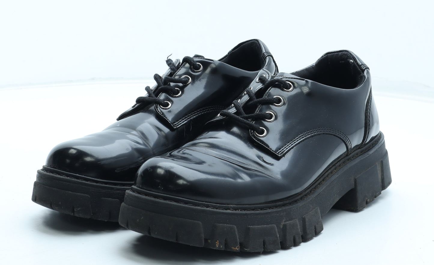 Preworn Womens Black Polyurethane Oxford Casual UK