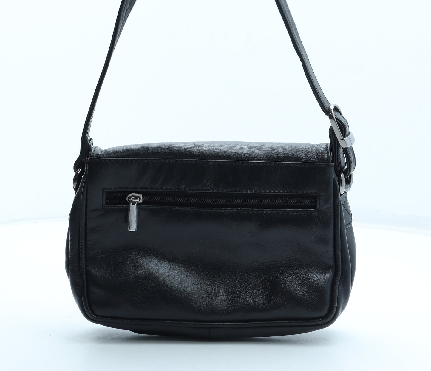 Preworn Womens Black Leather Crossbody Size Small