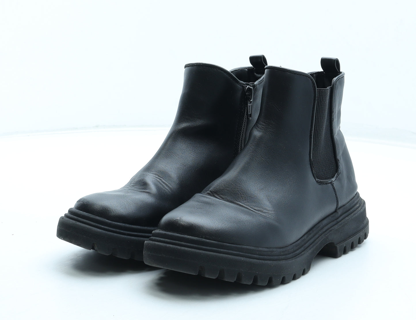 Marks and Spencer Girls Black Polyurethane Chelsea Boot UK 1