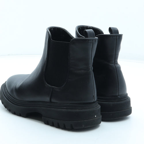 Marks and Spencer Girls Black Polyurethane Chelsea Boot UK 1