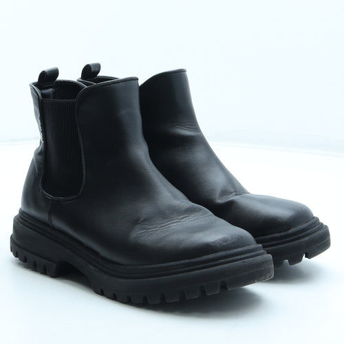 Marks and Spencer Girls Black Polyurethane Chelsea Boot UK 1