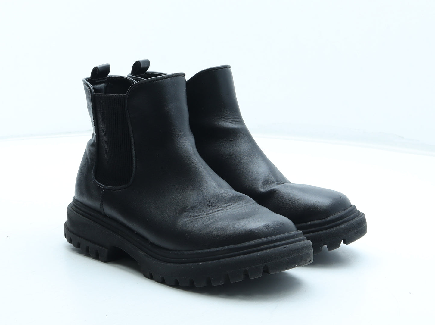 Marks and Spencer Girls Black Polyurethane Chelsea Boot UK 1