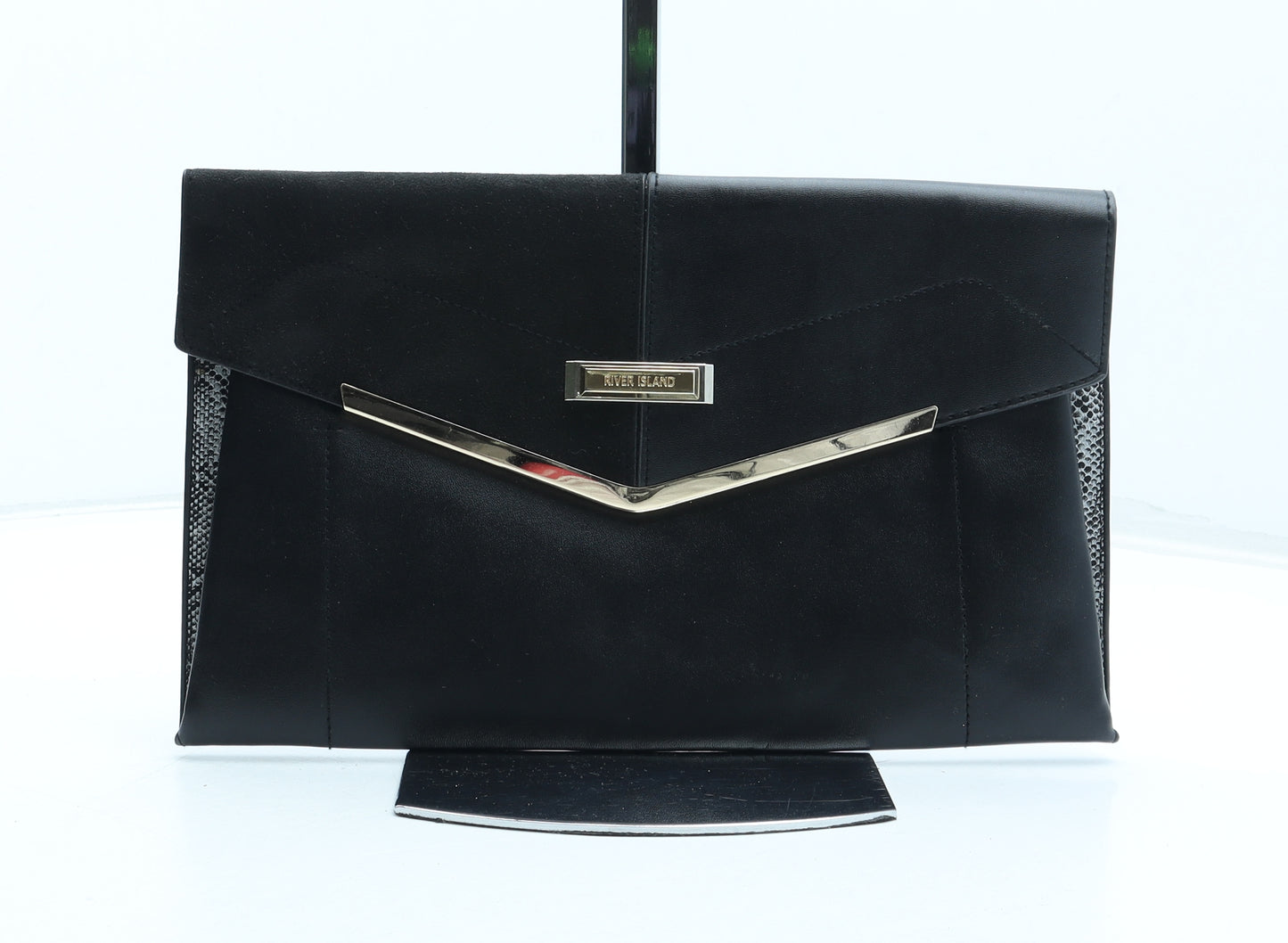 River Island Womens Black Polyurethane Clutch Size Medium