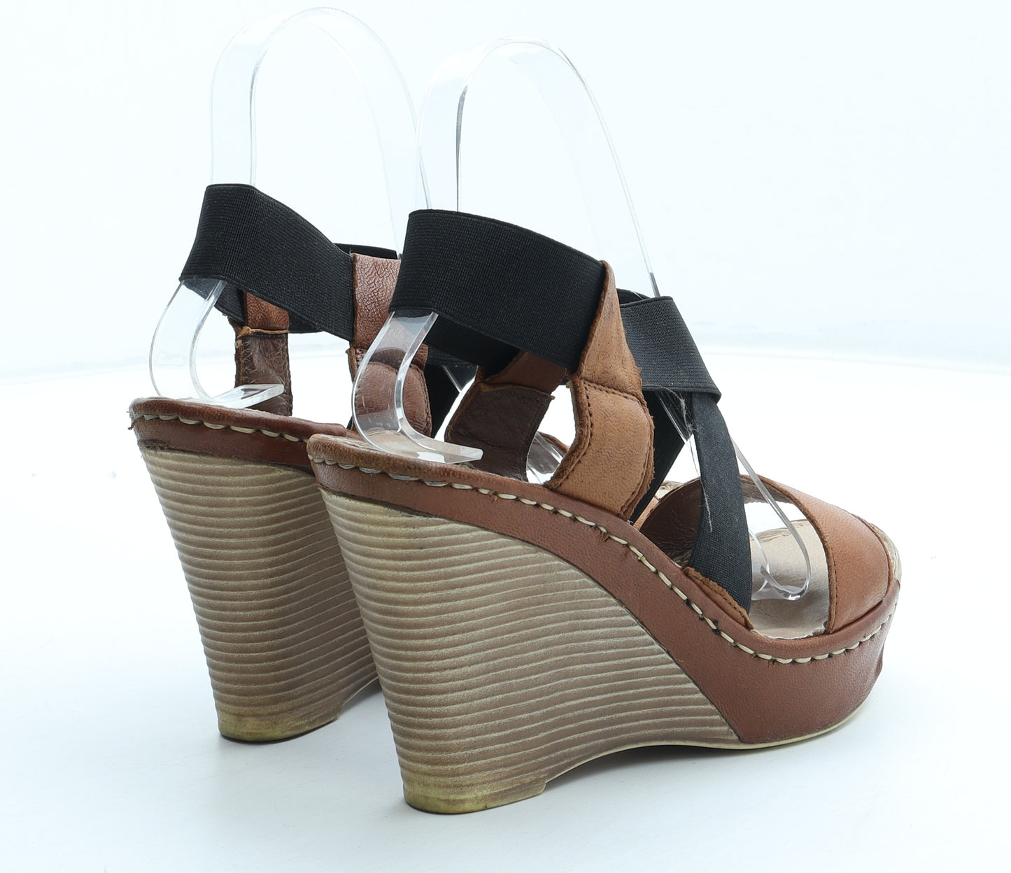 Moda in Pelle Womens Brown Colourblock Polyurethane Strappy Heel UK