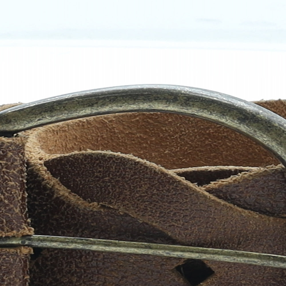 Preworn Womens Brown Solid Leather Woven Belt Belt One Size
