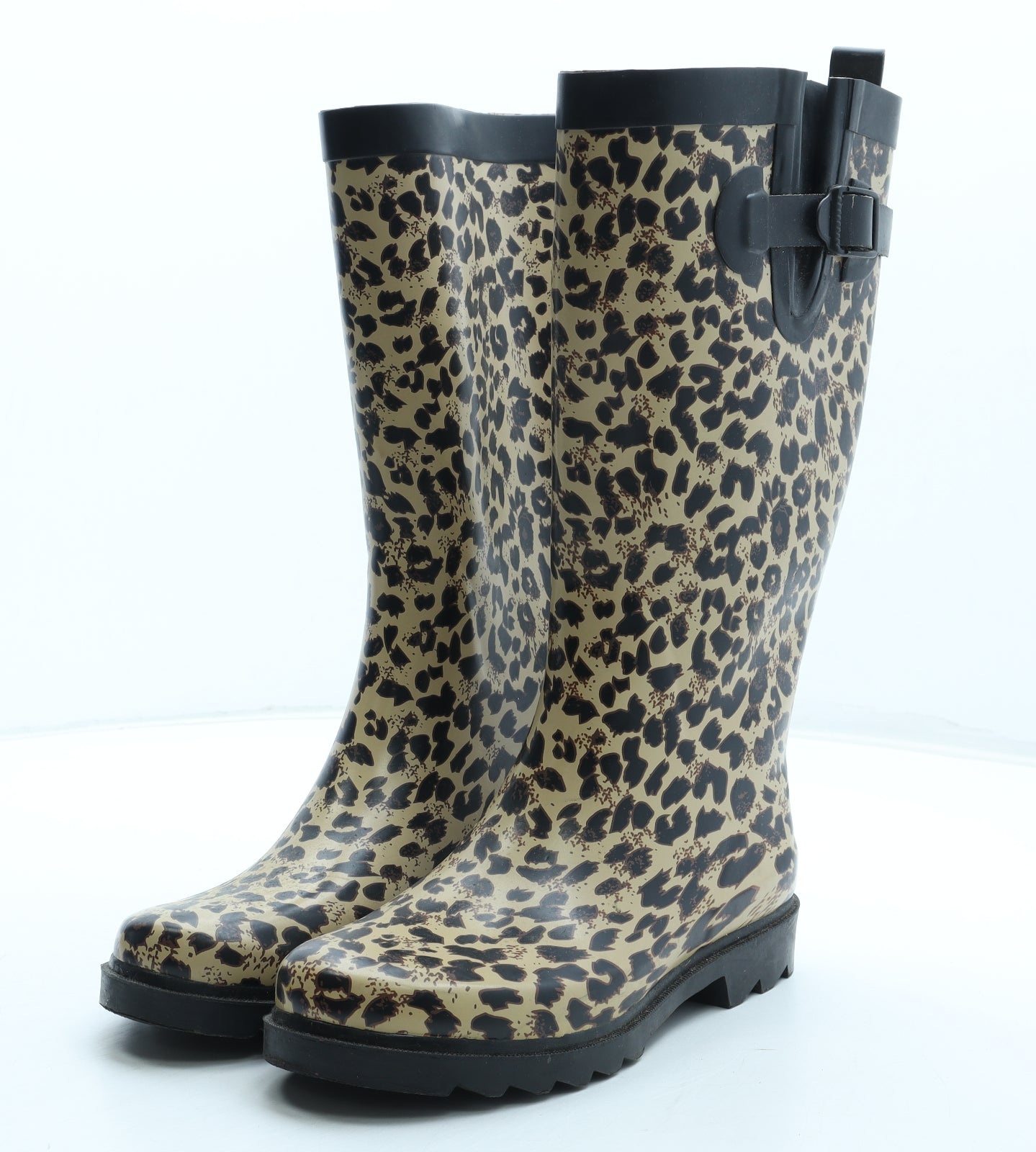 Capelli New York Womens Brown Animal Print Rubber Wellies Boot UK - Leopard Pattern