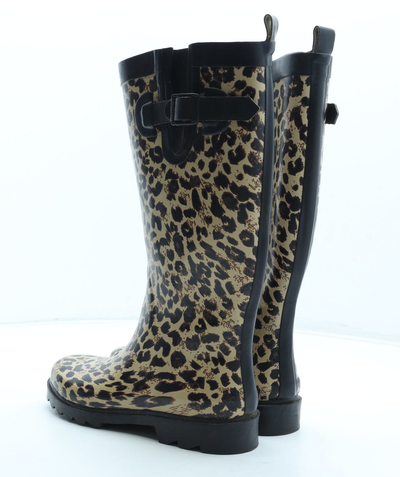 Capelli New York Womens Brown Animal Print Rubber Wellies Boot UK - Leopard Pattern