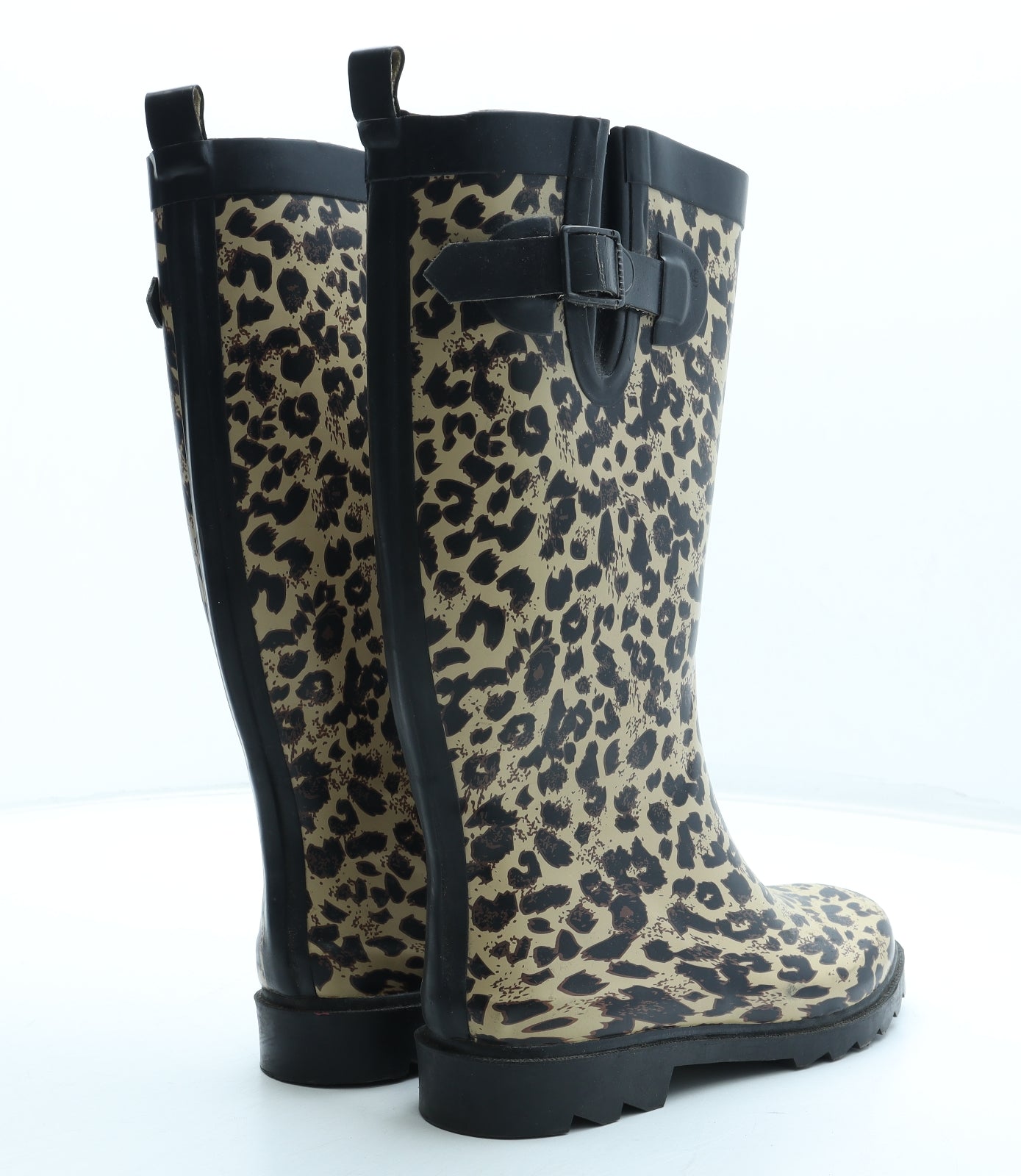 Capelli New York Womens Brown Animal Print Rubber Wellies Boot UK - Leopard Pattern