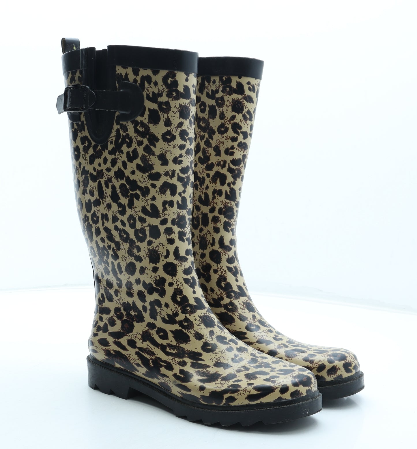 Capelli New York Womens Brown Animal Print Rubber Wellies Boot UK - Leopard Pattern