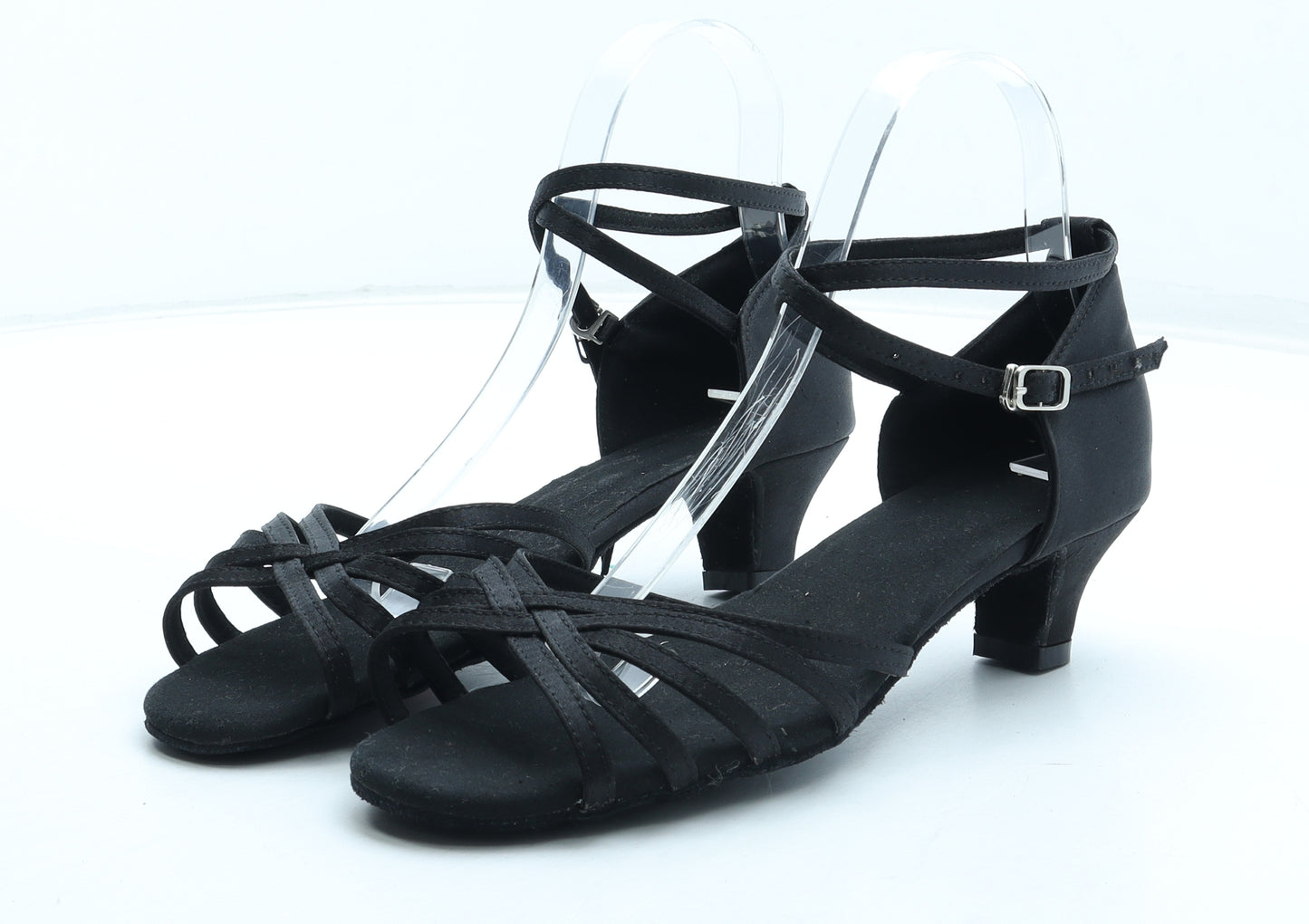 Preworn Womens Black Leather Strappy Heel UK