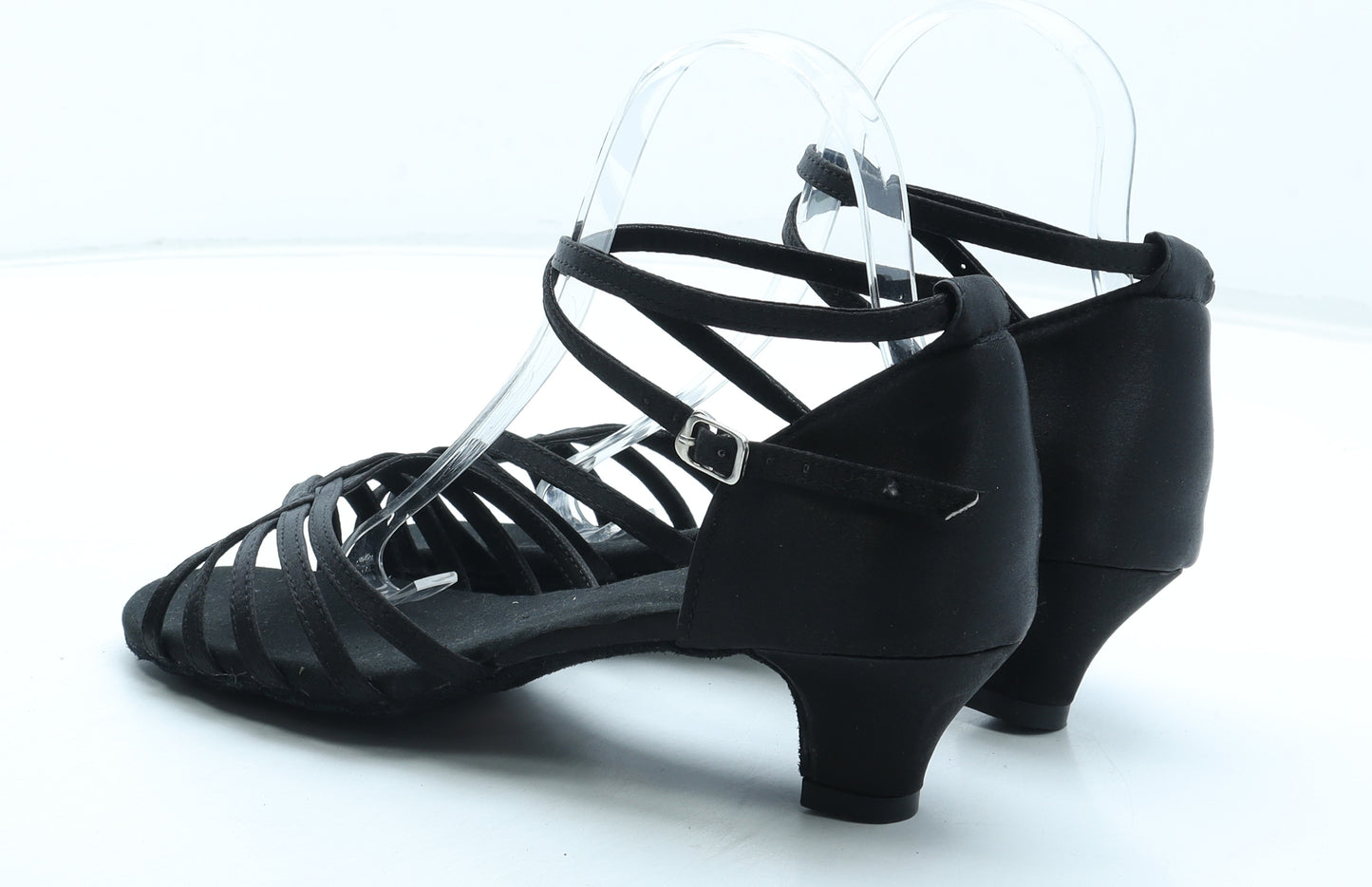 Preworn Womens Black Leather Strappy Heel UK