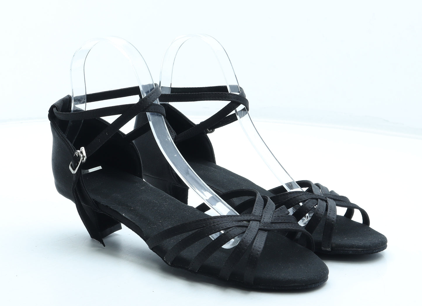 Preworn Womens Black Leather Strappy Heel UK